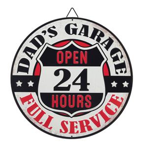 Fiftiesstore Dad's Garage Rond Metalen Bord - Ø46cm