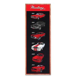 Fiftiesstore Ford Mustang Evolutie Houten Bord - 62 x 22cm