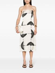 KHAITE Sicily Crane-print midi dress - Beige