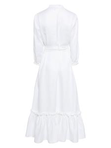 N.Peal Iris ruffled linen dress - Wit