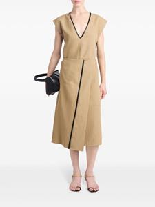Proenza Schouler Wikkeljurk met V-hals van katoenblend - Beige