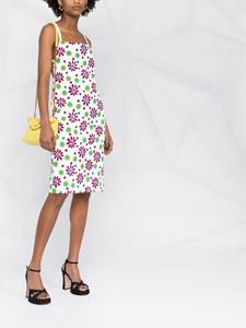 Saint Laurent Jurk met bloemenprint - Wit