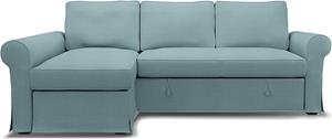 Bemz IKEA - Hoes voor slaapbank Backabro met chaise longue, Dusty Blue, Linnen