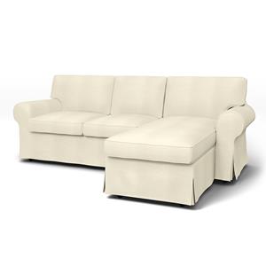 Bemz IKEA - Hoes voor 3-zitsbank Ektorp met chaise longue, White, Linnen