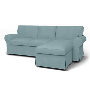 Bemz IKEA - Hoes voor 3-zitsbank Ektorp met chaise longue, Dusty Blue, Linnen