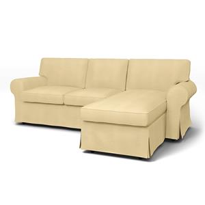Bemz IKEA - Hoes voor 3-zitsbank Ektorp met chaise longue, Soft Yellow, Linnen