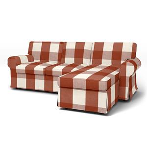 Bemz IKEA - Hoes voor 3-zitsbank Ektorp met chaise longue, Terracotta, Linnen