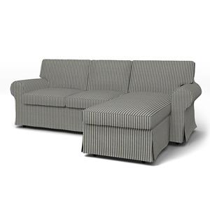 Bemz IKEA - Hoes voor 3-zitsbank Ektorp met chaise longue, Dark Blue, Linnen