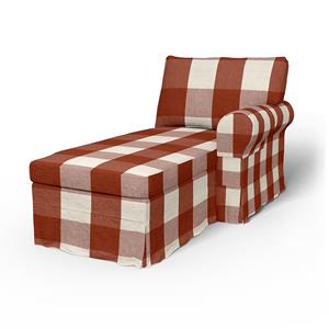 Bemz IKEA - Hoes voor chaise longue Ektorp met armleuning rechts, Terracotta, Linnen