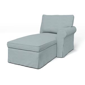 Bemz IKEA - Hoes voor chaise longue Ektorp met armleuning rechts, Sky Blue, Katoen