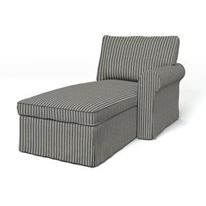 Bemz IKEA - Hoes voor chaise longue Ektorp met armleuning rechts, Dark Blue, Linnen