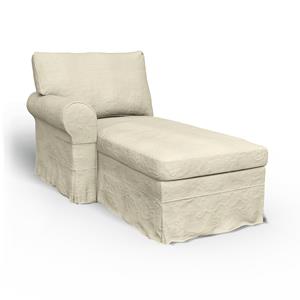 Bemz IKEA - Hoes voor chaise longue Ektorp met armleuning links, White, Linnen
