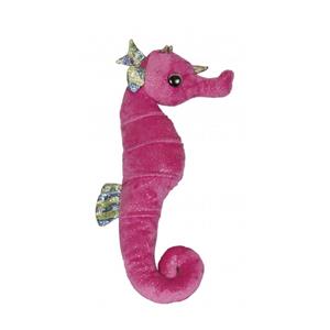 Ravensden Pluche knuffeldier roze zeepaardje met glitters 35 cm -
