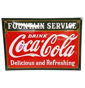 Fiftiesstore Coca-Cola Fountain Service Emaille Bord - 60 x 40cm