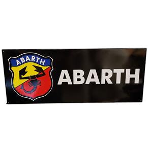 Fiftiesstore Abarth Logo Zwart Emaille Bord - 90 x 35cm
