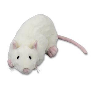 Inware pluche rat knuffeldier - wit - liggend - 20 cm -
