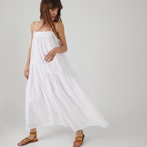 LA REDOUTE COLLECTIONS Lange jurk met fijne schouderbandjes, in Engels kant