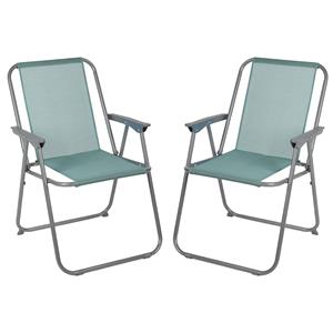 Sunnydays camping/strand stoel - 4x - aluminium - inklapbaar - grijs - L53 x B55 x H75 cm -