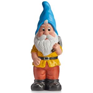 IBERGARDEN Tuinkabouter beeldje Dwerg met blauwe muts - Keramiek - 50 cm -