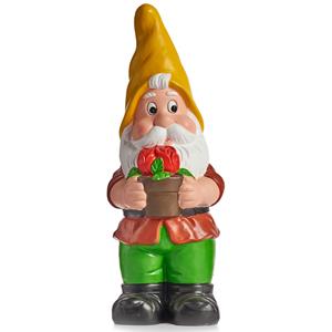 IBERGARDEN Tuinkabouter beeldje Dwerg met gele muts - Keramiek - 50 cm -