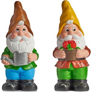 IBERGARDEN Tuinkabouter beeldjes set van 2x - Keramiek - 50 cm - bruin/geel -