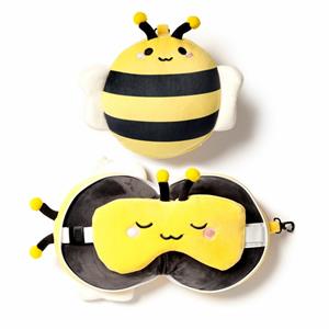 Relaxeazzz Bij knuffel/reiskussen/slaapmasker - 2-in-1 set - voor kinderen