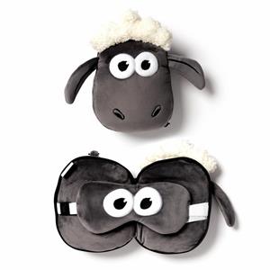 Relaxeazzz Shaun het Schaap knuffel/reiskussen/slaapmasker - 2-in-1 set - voor kinderen