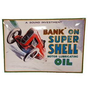 Fiftiesstore Super Shell Reclame Emaille Bord - 60 x 40cm
