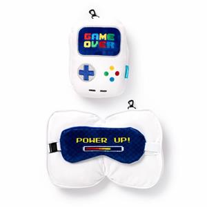 Relaxeazzz Game Over knuffel/reiskussen/slaapmasker - 2-in-1 set - voor kinderen