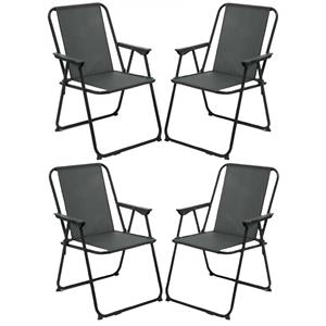 Atmosphera camping/strand stoel - 4x - aluminium - inklapbaar - zwart - L52 x B55 x H75 cm -