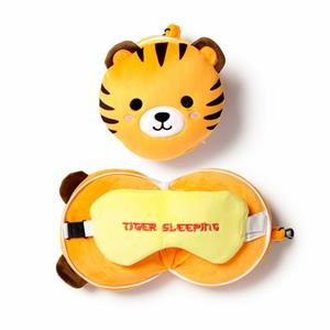 Relaxeazzz Tijger knuffel/reiskussen/slaapmasker - 2-in-1 set - voor kinderen