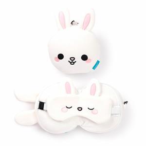 Relaxeazzz Frances het Konijn knuffel/reiskussen/slaapmasker - 2-in-1 set - voor kinderen