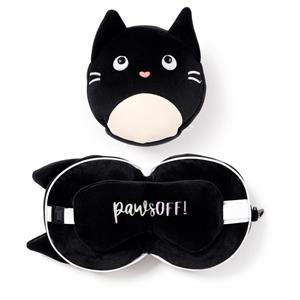 Relaxeazzz Feline Fine knuffel/reiskussen/slaapmasker - 2-in-1 set - voor kinderen