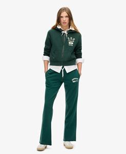 Superdry Vrouwen Athletic Essentials Joggingbroek met Lage Taille en Wijde Pijpen Groen