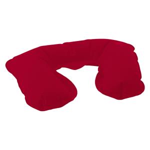 Opblaasbaar reiskussen/nekkussen - in een etui - rood - 33 x 21 cm - velours kunststof -