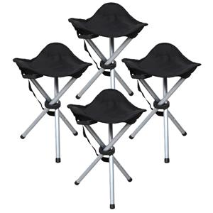 Sunnydays Driepoot opvouwbaar zit krukje - 4x - zwart - metaal - 32 x 43 cm - vissers krukje -