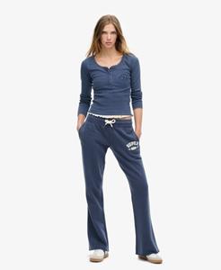 Superdry Vrouwen Athletic Essentials Joggingbroek met Lage Taille en Wijde Pijpen Blauw