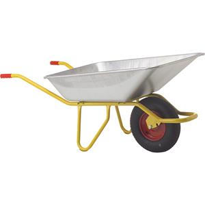 Ravendo Kruiwagen BU 1400 SX, luchtband, kogellagers, l x h = 715 x 640 mm, geel, zilverkleurig