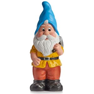 Tuinkabouter beeldje Dwerg met blauwe muts - Keramiek - 24.5 cm -