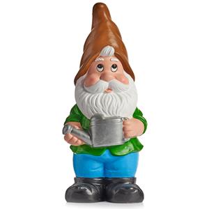 Tuinkabouter beeldje Dwerg met bruine muts - Keramiek - 24.5 cm -