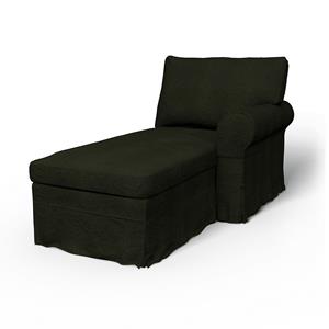 Bemz IKEA - Hoes voor chaise longue Ektorp met armleuning rechts, Dark Moss Green, DE NATURES’ PALETTE COLLECTION VAN 