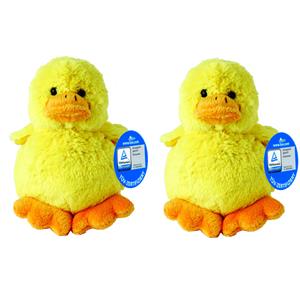 Merkloos 2x stuks pluche kuikentje knuffels 11 cm -