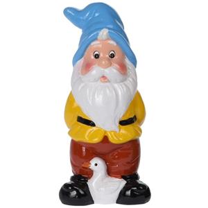 Tuinkabouter beeld Egbert met blauwe muts en een gans 20 cm -