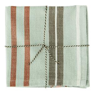 Gestreepte katoenen servetten Salie, roze, roest, wit, grrey