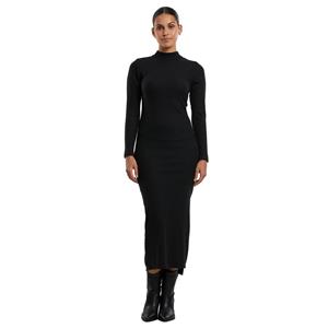Urban Classics Dames ribbed mock neck jurk met lange mouwen