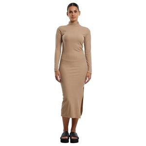 Urban Classics Dames ribbed mock neck jurk met lange mouwen