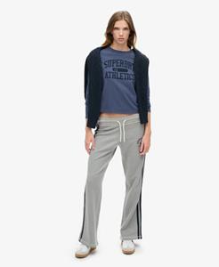 Superdry Vrouwen Athletic Essentials Stripe Joggingbroek met Wijde Pijpen Grijs
