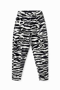 Desigual Lange broek met hoge taille - MATERIAL FINISHES
