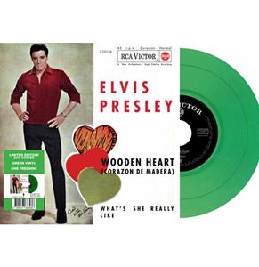 Fiftiesstore Single: Elvis Presley - Wooden Heart / What's She Really Like (Groen Vinyl)