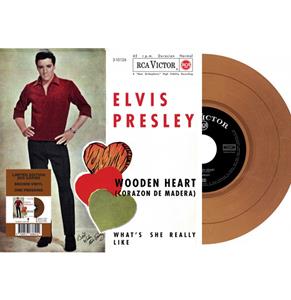 Fiftiesstore Single: Elvis Presley - Wooden Heart / What's She Really Like (Bruin Vinyl)